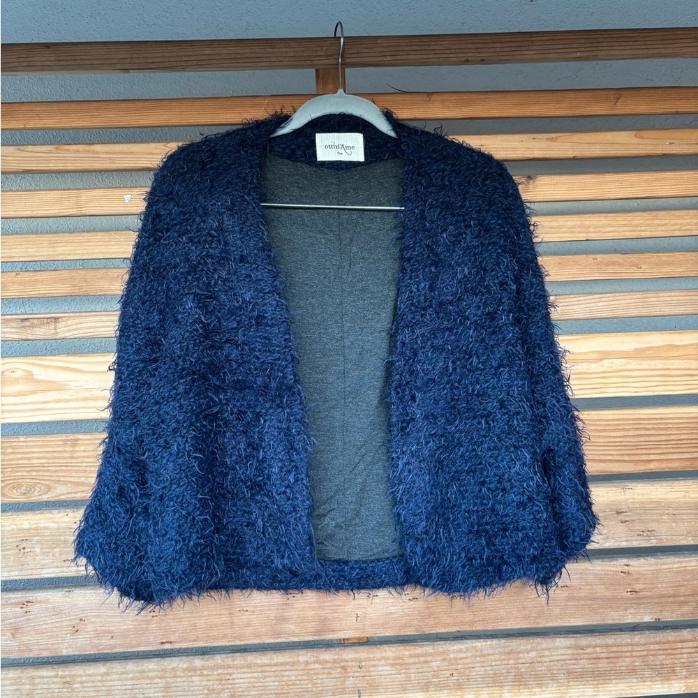 Fuzzy navy cardigan